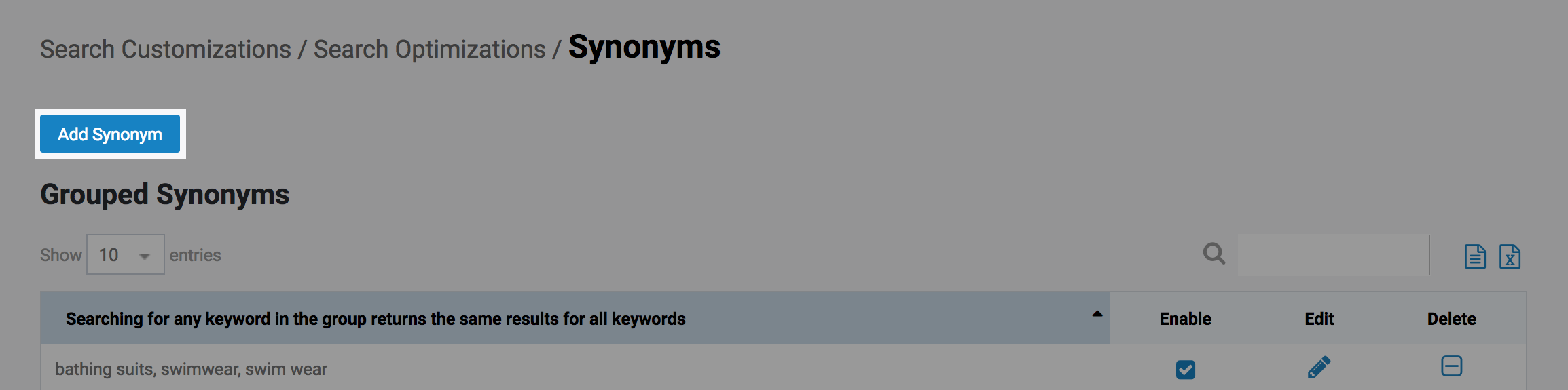 Synonyms Searchspring Help Desk